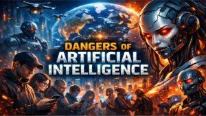 Artificial Intelligence का भविष्य दिखाता AI एजेंट और मोबाइल इस्तेमाल करते लोग