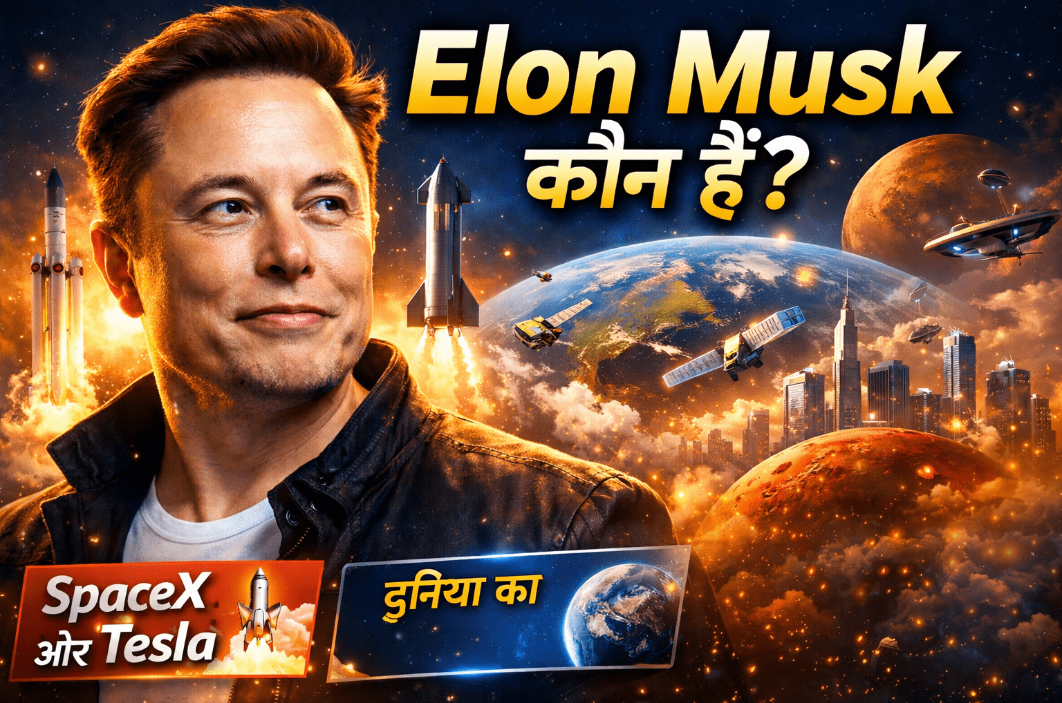 Elon Musk success story illustration representing innovation and entrepreneurship