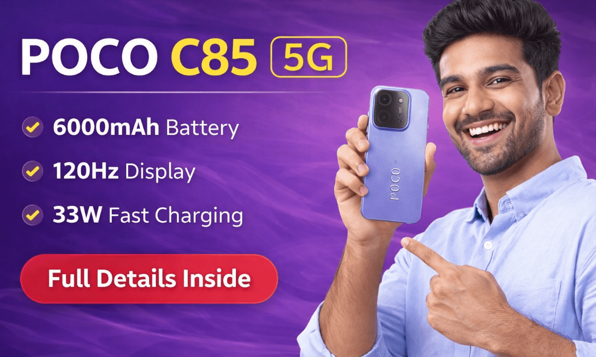 POCO C85 5G smartphone with 6000mAh battery | 6000mAh बैटरी वाला POCO C85 5G स्मार्टफोन