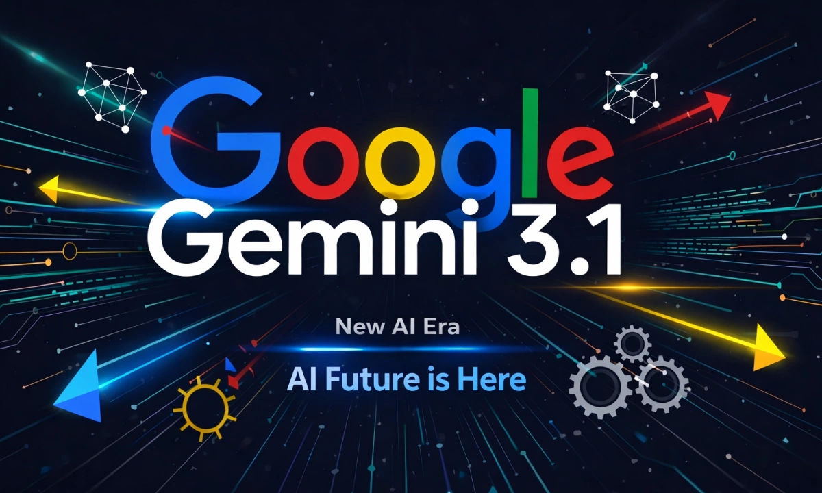 Google Gemini 3.1 AI model futuristic technology banner with advanced features