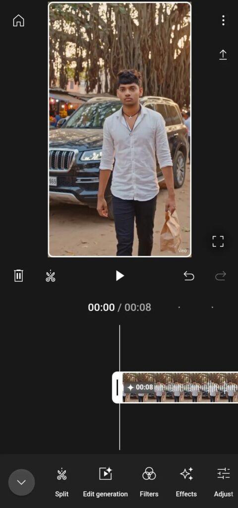 Ai Luxury Video editing screen in YouTube Create showing timeline, tools, and editing options.